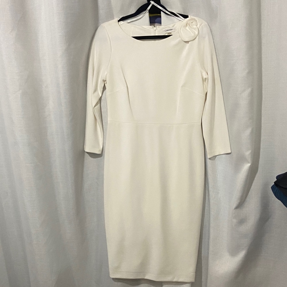 Calvin Klein Ivory Long Sleeve Dress